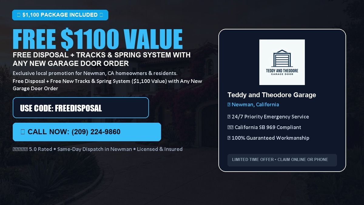Free Disposal + Free New Tracks & Spring System with Any New Garage Door Order ($1100 Value) in Newman, CA
